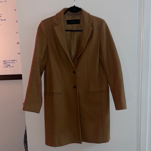 Camel Pea Coat, Zara, size M - Picture 7 of 12